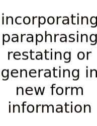 Incorporating Paraphrasing Restating Or Generating In New Form Information