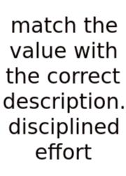 Match The Value With The Correct Description. Disciplined Effort