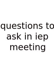 Questions To Ask In Iep Meeting
