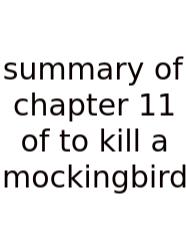 Summary Of Chapter 11 Of To Kill A Mockingbird