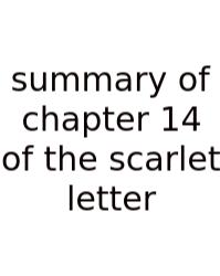 Summary Of Chapter 14 Of The Scarlet Letter