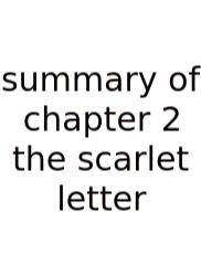 Summary Of Chapter 2 The Scarlet Letter