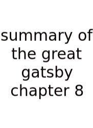 Summary Of The Great Gatsby Chapter 8