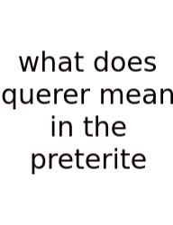 What Does Querer Mean In The Preterite