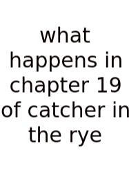 What Happens In Chapter 19 Of Catcher In The Rye