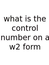 What Is The Control Number On A W2 Form