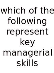 Which Of The Following Represent Key Managerial Skills